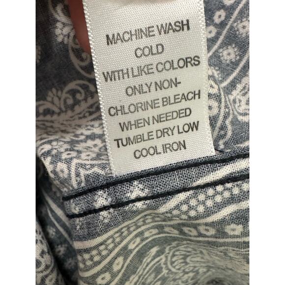 Pacsun blue white paisley print casual shirt size Small - Picture 5 of 8